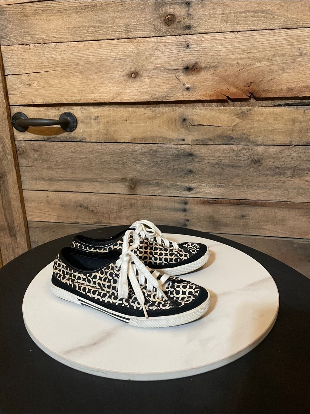 Coach Black & Cream “Edith” Signature Low-Top Sneakers